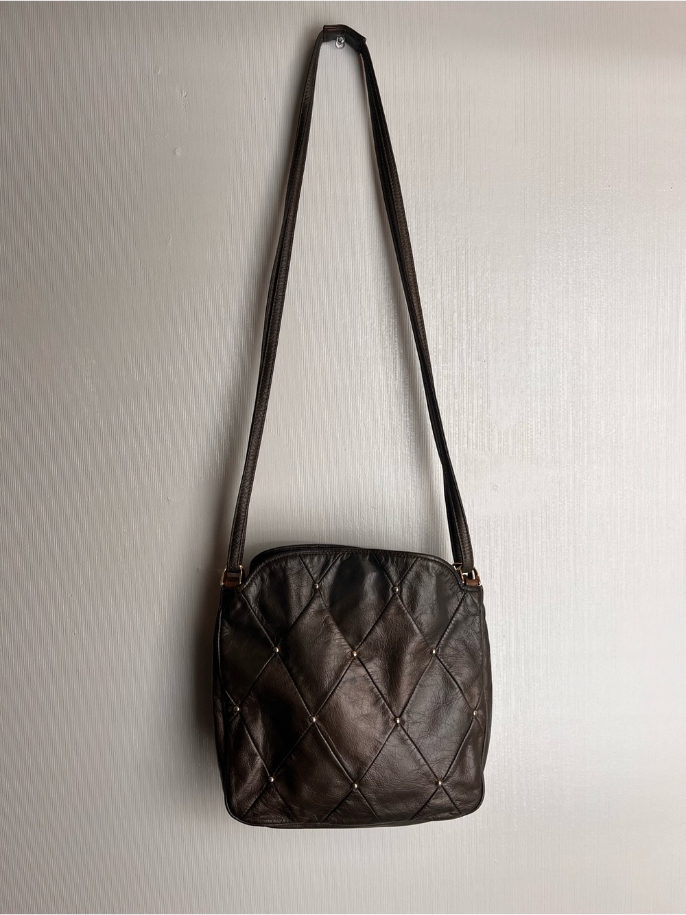 Vintage Ganson Crossbody Shoulder Bag in Brown/Bronze